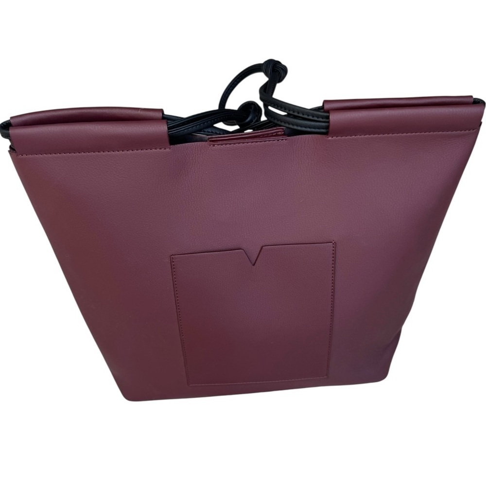 Von Holzhausen Italian Designer Vegan Market Tote Bag Fall Burgundy - Picture 10 of 16